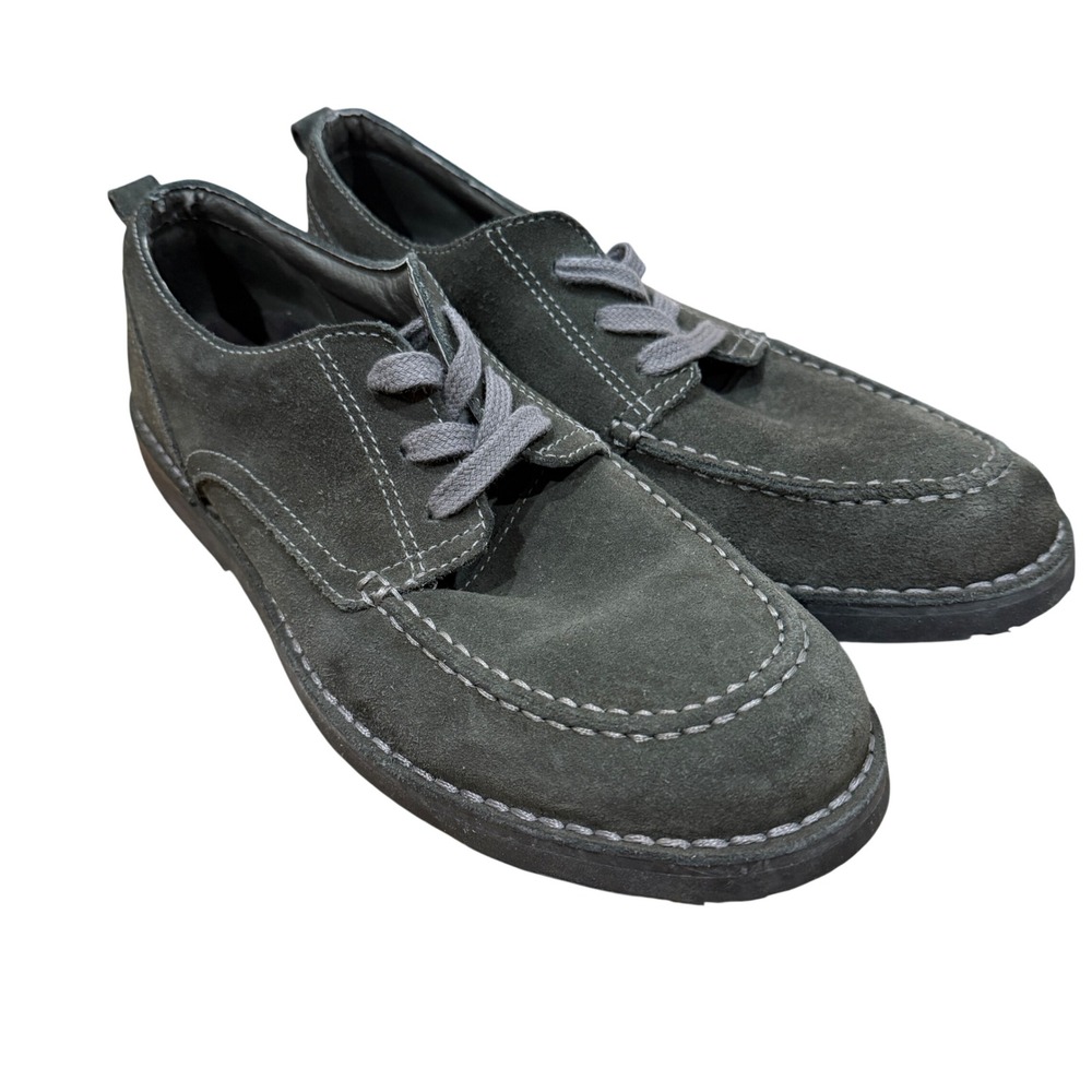 LL Bean Mens Suede Moc Toe 3-Eyelet Derby Oxford‎ Olive Green 11.5 M Casual